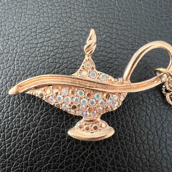 Kirks Folly Magic Lamp Aurora Borealis Rhinestone Brooch with Charms Gold Tone - Picture 4 of 9